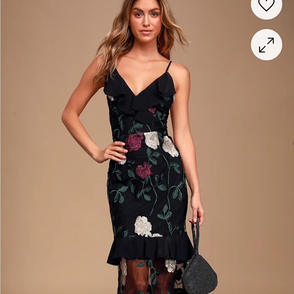 Lulu's Black and Pink Ruffled Tiered Maxi Dress